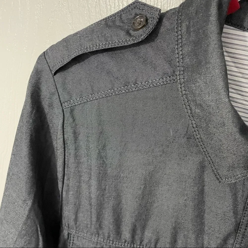 Gap Dark Cotton Drawstring Waist Shirtdress with Pockets, Medium - Picture 4 of 13